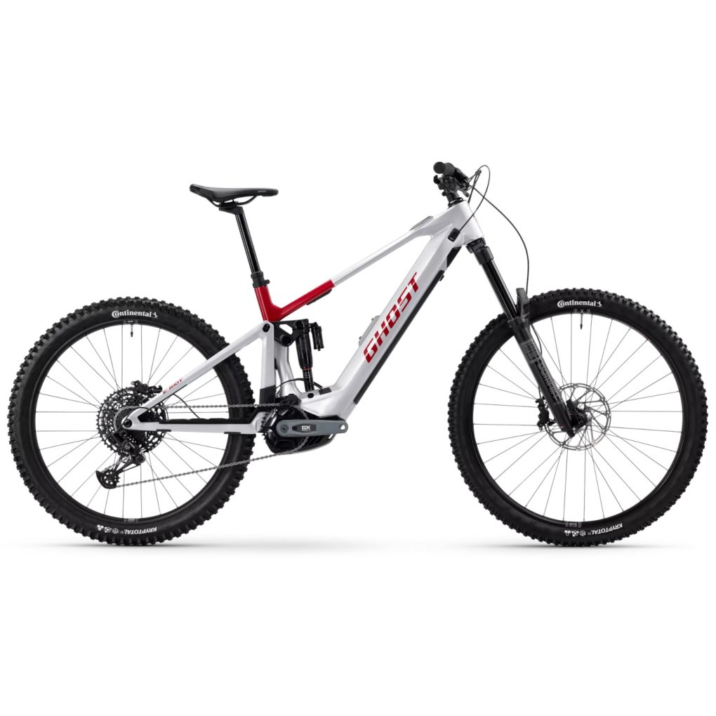 50er1003-ghost-e-riot-advanced-grey-1764975.jpg Ghost E-RIOT CF ADVANCED - Mullet Carbon E-MTB - 2025 - misty grey / rebel red - glossy - Image 1