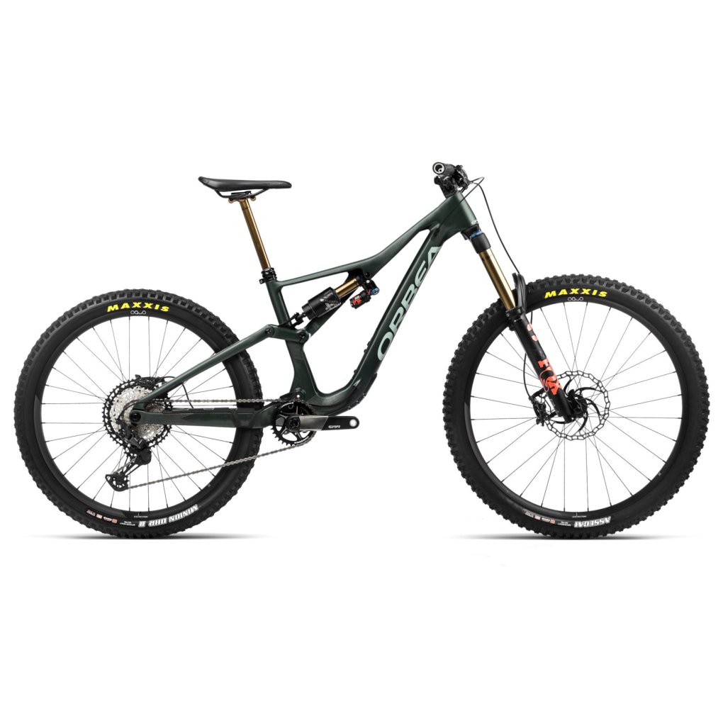 r274ttcc-orbea-rallon-m-team-green-1662649.jpg Orbea RALLON M-TEAM - Carbon Mullet Mountain Bike - 2024 - Forest Green Carbon (matt/gloss) - Blue Stone (gloss) - Image 1