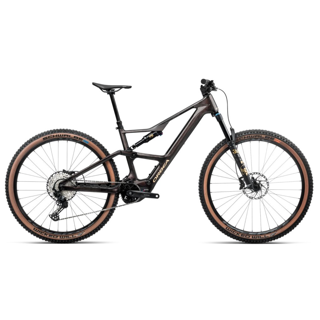 s330ttcc-orbea-rise-sl-m20-carbon-1806594.jpg Orbea RISE SL M20 Electric Mountain Bike - 2025 - Cosmic Carbon View - Golden Sand (gloss) - Image 1