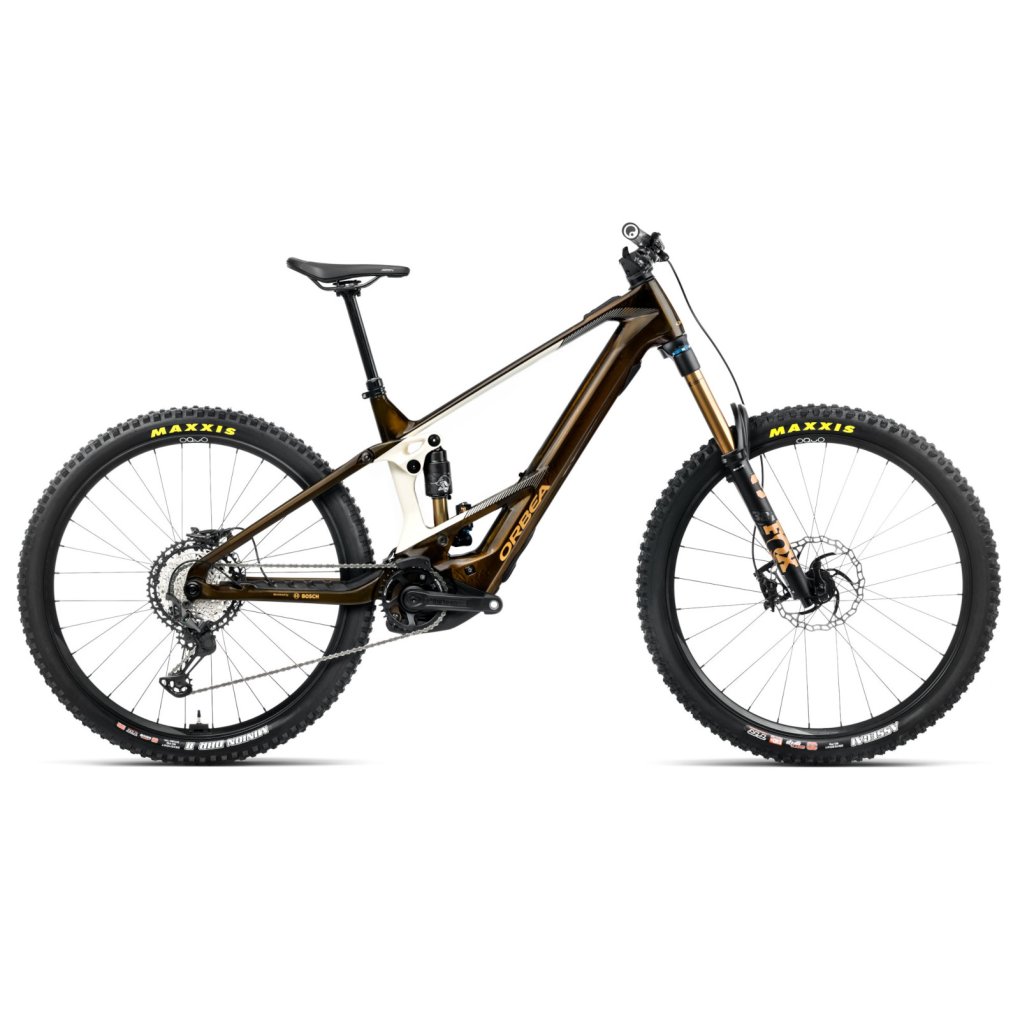 s348ttcc-orbea-wild-mteam-cara-1779677.jpg Orbea WILD M-TEAM 750Wh Electric Mountain Bike - 2025 - Caramel Carbon View (gloss) - Cream White (matt) - Image 1